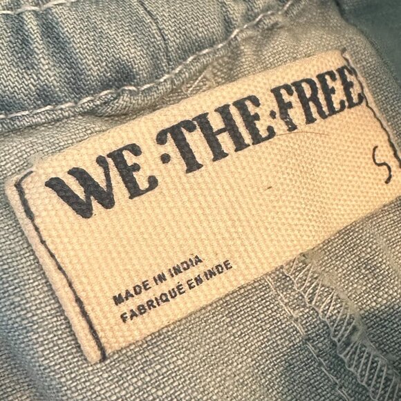 We The Free Lucille Chambray Light Denim Jumpsuit Ruffle Back Tie Size Small - Picture 12 of 13